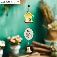 创意日式小清新风铃挂饰装饰可爱女生卧室房间铃铛挂件生日礼物 小房子风铃--黄色款