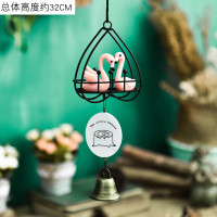创意日式小清新风铃挂饰装饰可爱女生卧室房间铃铛挂件生日礼物 铁艺火烈鸟风铃