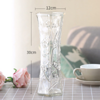 【两件套】特大号玻璃花瓶透明水养富贵竹花瓶家用插花瓶客厅摆件 30六角（梅花） 大