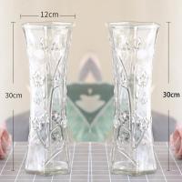 【两件套】特大号玻璃花瓶透明水养富贵竹花瓶家用插花瓶客厅摆件 30六角（梅花2个装） 大