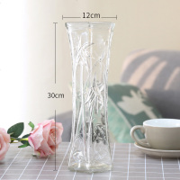 [两件套]特大号玻璃花瓶透明水养富贵竹花瓶家用插花瓶客厅摆件 30六角(竹叶) 大