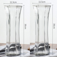 创意大号透明六角玻璃花瓶水养富贵竹百合鲜花插花瓶家用客厅摆件 30六角[平光款2个装] 中等