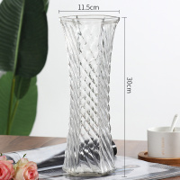 创意大号透明六角玻璃花瓶水养富贵竹百合鲜花插花瓶家用客厅摆件 30六角[斜纹款] 中等