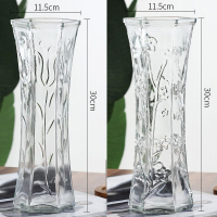 创意大号透明六角玻璃花瓶水养富贵竹百合鲜花插花瓶家用客厅摆件 30六角[郁金香+梅花] 中等