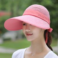 遮阳帽女夏天遮脸防晒面罩防紫外线太阳帽户外骑车护脸百搭防风帽 均码可调节(送防风绳) 玫红色(只有帽子