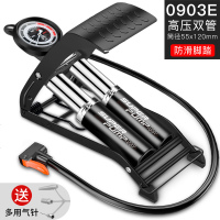 脚踩打气筒电瓶车自行车家用打气泵电动车汽车高压气筒脚踏充气泵 普通双管普通表-160PSI[质保5年]
