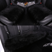 冬季汽车坐垫三件套无靠背单片座垫冬天车用保暖长羊毛绒女士坐垫 黑色