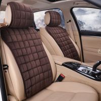 汽车坐垫单片无靠背三件套后排后座垫单座短毛绒冬季保暖汽车用品 方格绒咖啡靠背一片