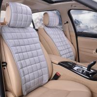 汽车坐垫单片无靠背三件套后排后座垫单座短毛绒冬季保暖汽车用品 方格绒灰色靠背一片