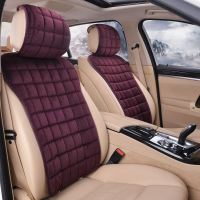 汽车坐垫单片无靠背三件套后排后座垫单座短毛绒冬季保暖汽车用品 方格绒紫色靠背一片