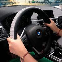 镶钻满钻汽车方向盘套男女四季通用款韩国时尚闪钻水钻可爱车把套 满钻款[黑色白钻]
