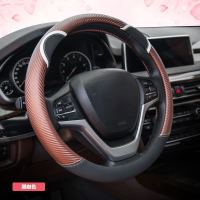 汽车夏季韩国卡通可爱网红把套女四季通用型亚麻吸汗防滑方向盘套 288萌兔 超纤皮 黑棕
