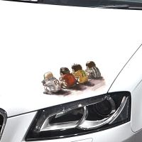 汽车灯眉贴纸创意个性车身划痕遮挡装饰用品引擎盖改装文字车贴花 四人背影 车贴