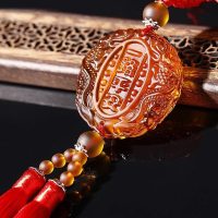 汽车挂件一帆风顺后视镜挂饰车内饰品车载用品吊坠小车装饰摆件 一路平安双面红色穗