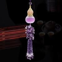 汽车车载香水挂件挂式车用吊坠车挂饰用品车内吊饰装饰品摆件男女 豪华款水晶穗-紫色[薰衣草]送香水