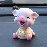 汽车内饰品摆件创意摇头小猪出入 个性可爱男女高档车载漂亮 金甲幸运猪（小圆垫）