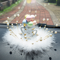 白天鹅车载摆件车内装饰品摆件汽车用品中控台装饰女可爱车上创意 白天鹅+（银葱）马卡龙气球瓶+珍珠羽毛垫