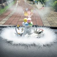 白天鹅车载摆件车内装饰品摆件汽车用品中控台装饰女可爱车上创意 白天鹅+蝴蝶结皇冠白车+(银葱)马卡龙气