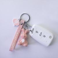 适用于大众钥匙套钥匙扣 朗逸宝来速腾帕萨特途观探岳途岳钥匙包 大众B款钥匙适用[SZ白色]带几何小兔