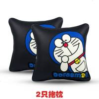 汽车头枕车用护颈枕一对可爱车载枕头抱枕头靠垫座椅内饰用品四季 皮 叮当猫抱枕(黑色)