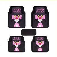 汽车脚垫卡通可爱防滑防水可裁剪通用乳胶单片车载脚踏垫主副驾驶 粉色 粉色豹一套5片