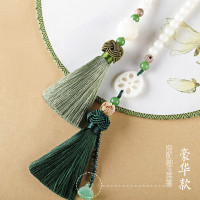 汽车挂件菩提车饰品车内车载 符后视镜 挂饰车用吊饰摆件 [莲花]绿色豪华款