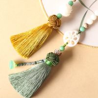 汽车挂件菩提车饰品车内车载 符后视镜 挂饰车用吊饰摆件 [莲花]黄绿豪华款