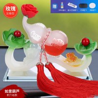 汽车香水车载座式香水座除异味车用车内如意葫芦饰品摆件装饰用品 升级款【莲花葫芦白色】玫瑰买一送四