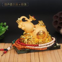 汽车香水瓶摆件水晶车用香水座式车载创意车饰葫芦车上车内除异味 沙金葫芦[香水座]+彩珠