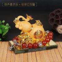 汽车香水瓶摆件水晶车用香水座式车载创意车饰葫芦车上车内除异味 沙金葫芦【香水座】+福袋红玛瑙