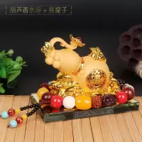汽车香水瓶摆件水晶车用香水座式车载创意车饰葫芦车上车内除异味 沙金葫芦【香水座】+菩提子