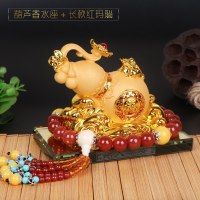 汽车香水瓶摆件水晶车用香水座式车载创意车饰葫芦车上车内除异味 沙金葫芦[香水座]+长款红玛瑙