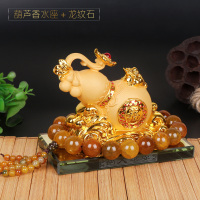 汽车香水瓶摆件水晶车用香水座式车载创意车饰葫芦车上车内除异味 沙金葫芦[香水座]+龙纹石