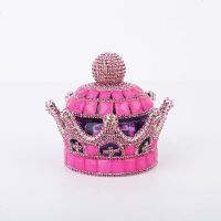 镶钻皇冠汽车香水高档坐式水晶创意车载香水座摆件女性车内装饰品 皇冠-玫红