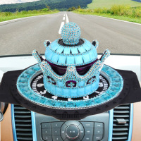 镶钻皇冠汽车香水高档坐式水晶创意车载香水座摆件女性车内装饰品 皇冠+砖防滑垫=湖蓝