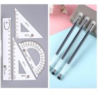 多功能铝合金属套尺学生绘画图四件仪尺子直尺三角板量角器初高中