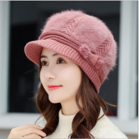 冬天老人帽子女奶奶保暖帽加绒加厚妈妈针织毛线帽中老年兔毛帽