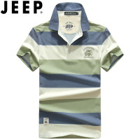吉普JEEP官方旗舰正品正品夏季男士短袖T恤男翻领常规条纹丅恤保罗衫舒适体恤JEEP SPIRIT