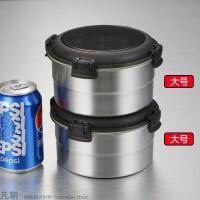 304保鲜碗盒不锈钢密封罐汤碗冰箱收纳盒圆形便当学生泡面碗饭盒 304(大大)圆两个装