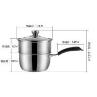 时光旧巷不锈钢 奶锅牛奶锅不粘锅煮奶锅宝宝小奶锅加厚热奶锅电磁炉通用 18cm奶锅+蒸笼[1.2mm特厚款]