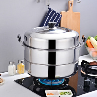 时光旧巷343640cm大蒸锅特大号不锈钢蒸笼商用蒸馒头双层家用蒸馍锅鱼汤锅 40cm特厚款两层
