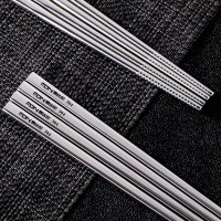 304不锈钢筷子日式合金银铁快子10双家用餐具套装 304加粗筷子5双