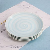 盘子套装组合菜盘家用ins餐盘创意西餐牛排陶瓷碟子网红北欧餐具 泥彩蓝8英寸盘子4个