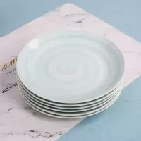 盘子套装组合菜盘家用ins餐盘创意西餐牛排陶瓷碟子网红北欧餐具 泥彩蓝8英寸盘子6个