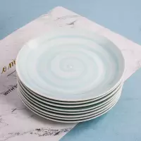 盘子套装组合菜盘家用ins餐盘创意西餐牛排陶瓷碟子网红北欧餐具 泥彩蓝8英寸盘子8个