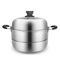 时光旧巷343640cm大蒸锅特大号不锈钢蒸笼商用蒸馒头双层家用蒸馍锅鱼汤锅 36cm两层(304款)(五层锅底)