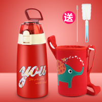 儿童保温杯带吸管两用防摔便携幼儿园小学生水壶男女宝宝卡通水杯 316新款手提盖(英文字)送杯套+杯刷+吸管刷