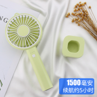 时光旧巷USB可充电小电风扇迷你便携式超 桌面宿舍办公室桌上学 柠檬绿1500毫安-三挡大风力[送底座+充电线+挂绳]