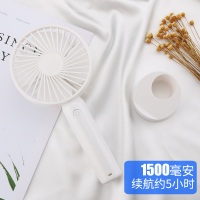 时光旧巷USB可充电小电风扇迷你便携式超 桌面宿舍办公室桌上学生 白色1500毫安-三挡大风力【送底座+充电线+挂绳】