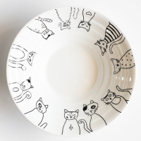 时光旧巷第二件半价 拉面碗陶瓷泡面大号家用日式餐具沙拉斗笠喇叭可爱碗 猫咪9寸拉面碗